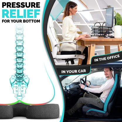 iamcomfi Coccyx Cushion for Tailbone Pain Relief – Firm Hardness - Memory Foam Sciatica Pillow for Back, Hip & Coccyx Pain