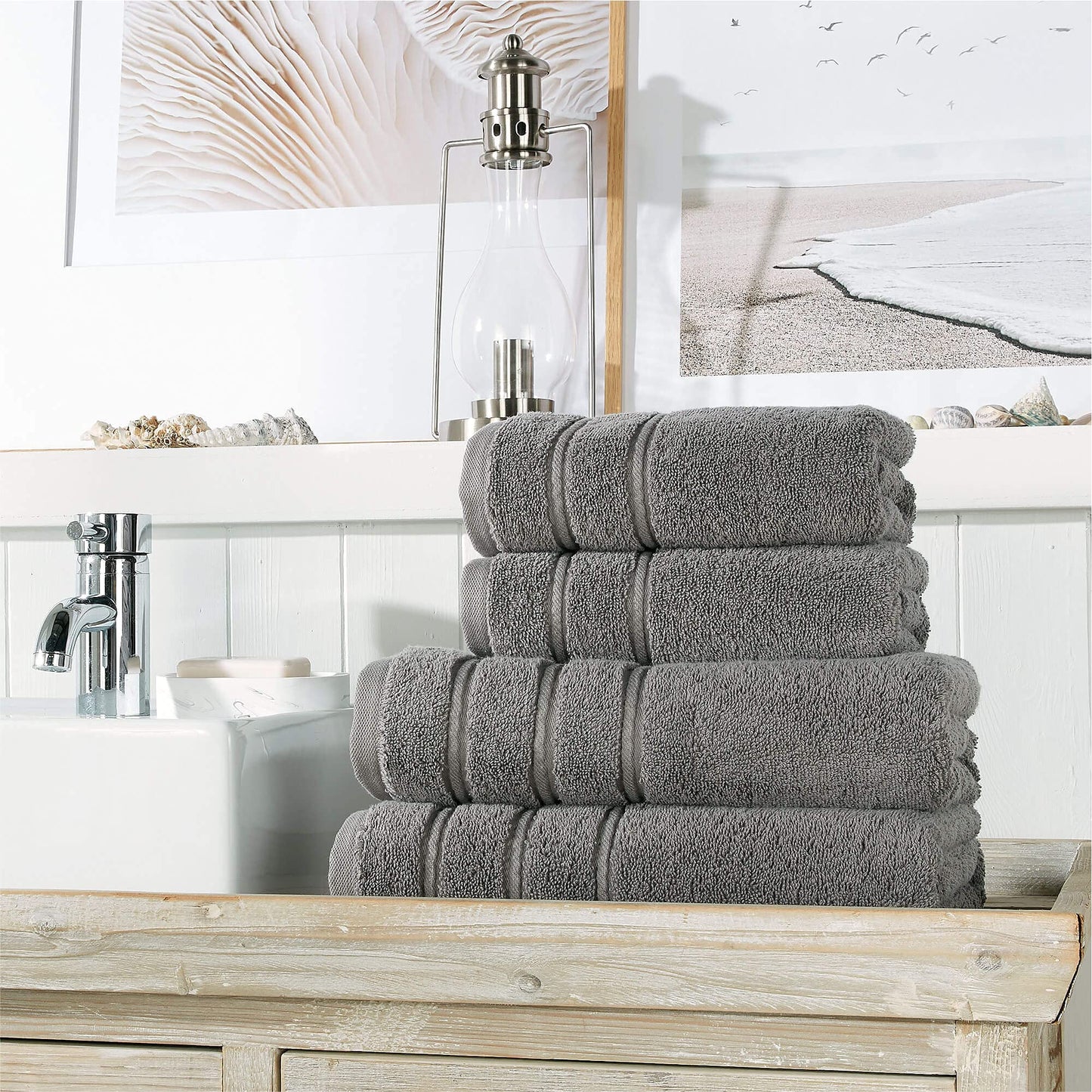 Christy Antalya Large Bath Towels | Set of 4 | 100% Turkish Cotton | 600GSM | Soft Plush Luxury Towel Set | 2 Bath Towels 2 Hand Towels | Quick Dry