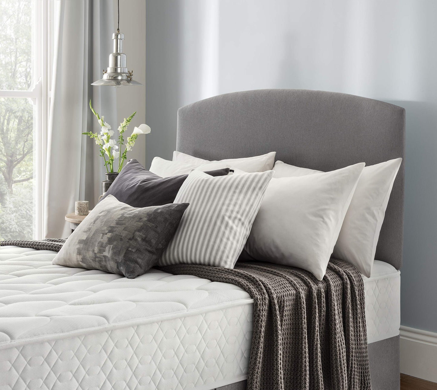 Silentnight Selene Upholstered Headboard, Slate Grey Fabric, Single