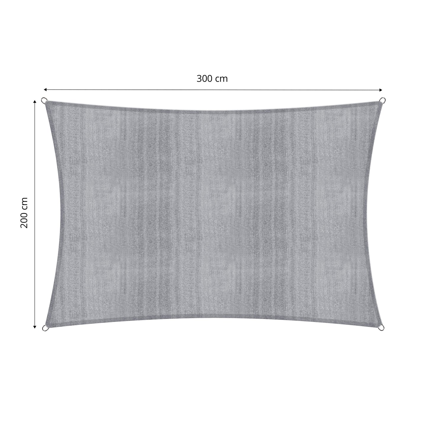 Lumaland Sun Shade Sail Fixing ropes included, 100% HDPE with stabilizer UV protection 2x3m light grey