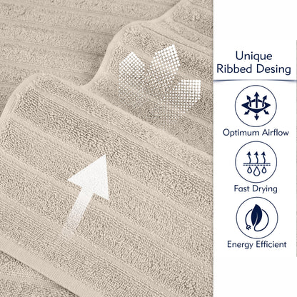 BERIBO Cloud Turkish Towels 100% Cotton - Set of 6-620gsm Alpine White