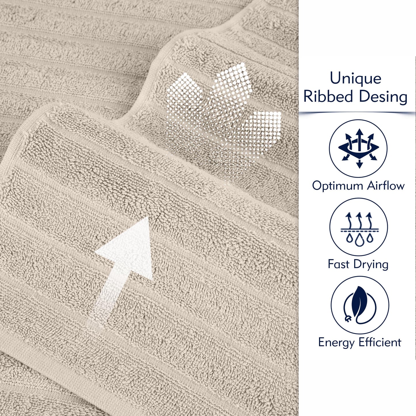 BERIBO Cloud Turkish Towels 100% Cotton - Set of 6-620gsm (Rose Quartz)