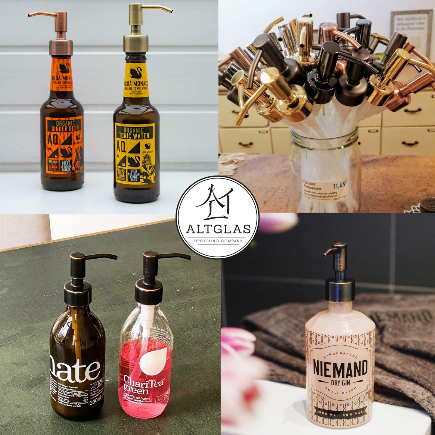 ALTGLAS Upcycling Soap Dispenser Pump Head 'Budapest' with Upcycling-Kit