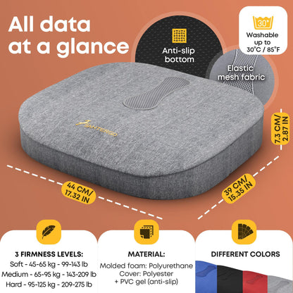 SANTERGO Orthopedic Seat cushion PATENTED & STABLE Lumbar Coccyx | Seat cover office chair car wheelchair | seat cushion, ergonomic back cushion