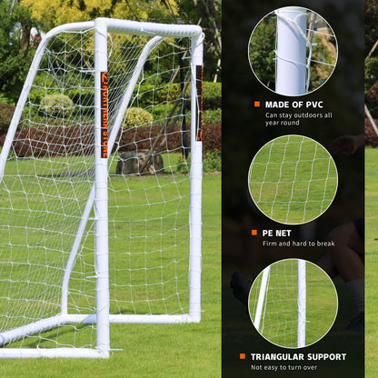 NORTHERN STONE Ultimate All Weather uPVC Football Goal 8ft x 6ft Garden Portable Football Goals 70mm Thick PVC Goal Posts + Football Net Integrated