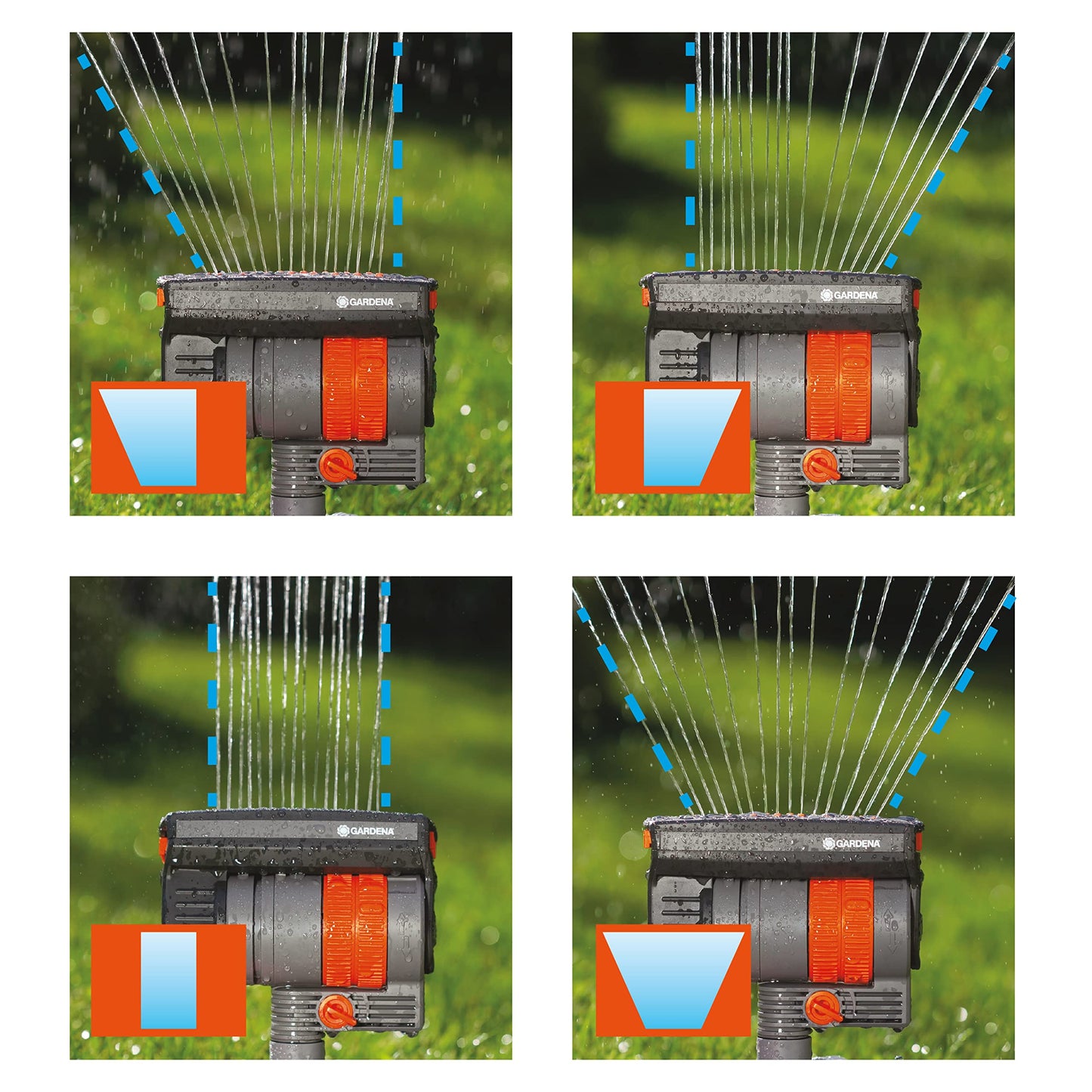 GARDENA 84-BZMX ZoomMaxx - 2400 Sq Ft, Fully Adjustable Sprinkler on Weighted Base for Flexible, Leak Proof and Precise Watering, Compatible with Any