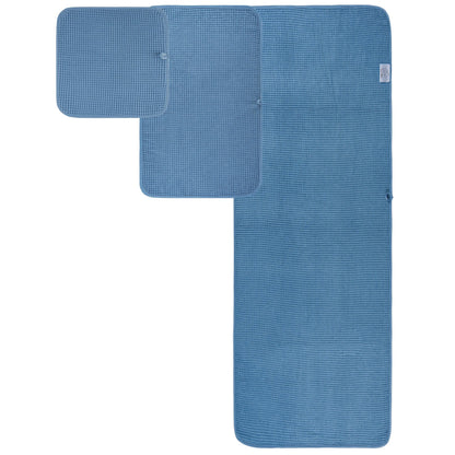 POLYTE Microfibre Oversize, 76 x 152 cm, Quick Dry Lint Free Bath Towel Set, 6 Piece (Blue, Waffle Weave)