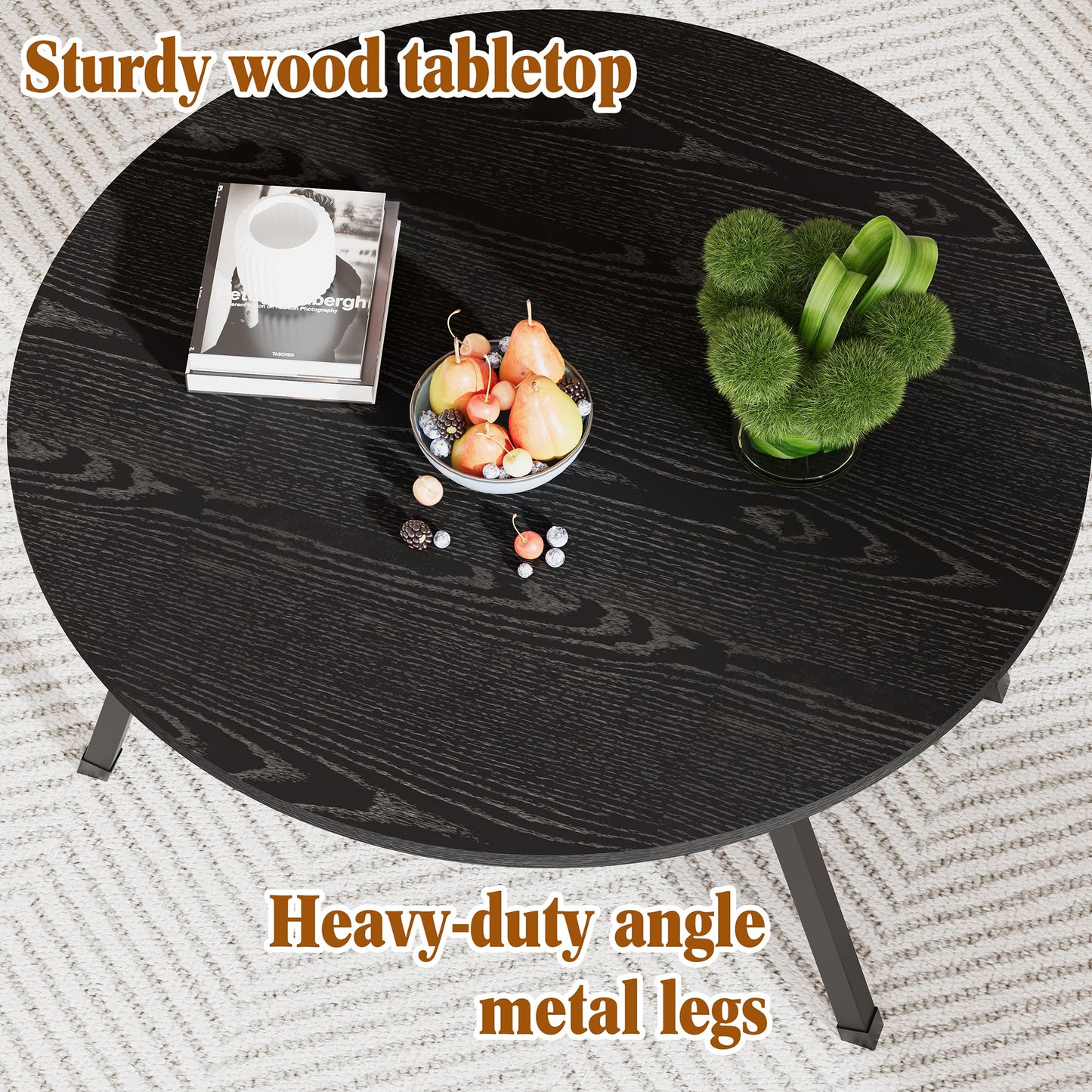 BOPRHOM Folding Coffee Table,Round Coffee Tables for Living Room/Bedroom,Space Saving Small Foldable Coffee Tables,Tea Table Side Table Center Table