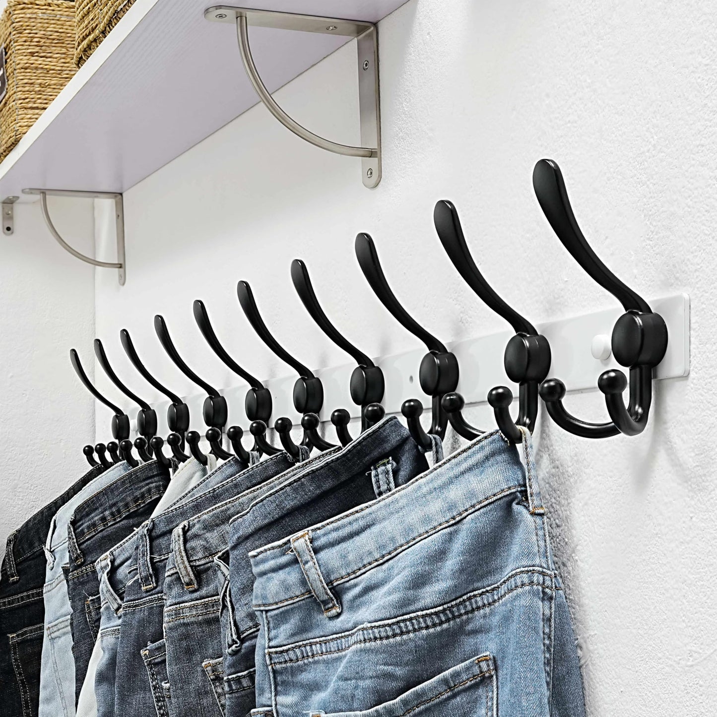 Dseap Coat Rack Wall Mount 94cm, Heavy Duty 2.5mm Base vs Flimsy 1mm, Double-Thick Solid Anti-Snap Hooks
