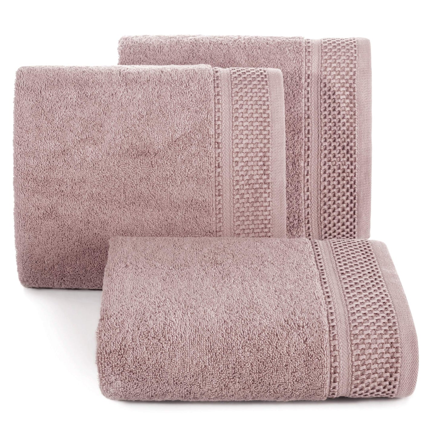 Eurofirany Carlo Bath Towel Set Hand Towel Sauna Towel Pattern - Absorbent, 100% Cotton 580g/m, Pack of 3 and 6, Light Pink, 50 x 90 cm, 6