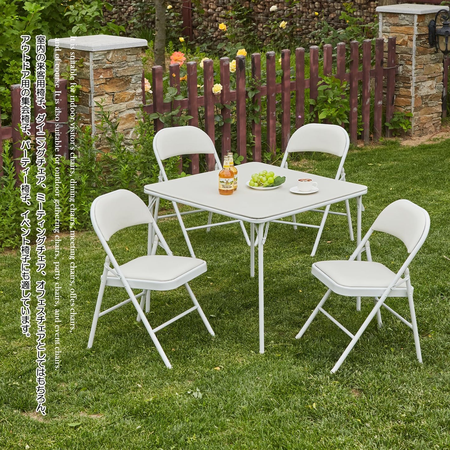 KAIHAOWIN 4-Pack Vinyl-Padded Folding Chair Metal Frame Heavy Duty Foldable Chair with Backrest&Padded Seats for Dining Meetings Wedding