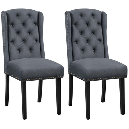 Yaheetech Classic Dining Room Chairs Set of 2 with Wooden Legs, Deep Grey