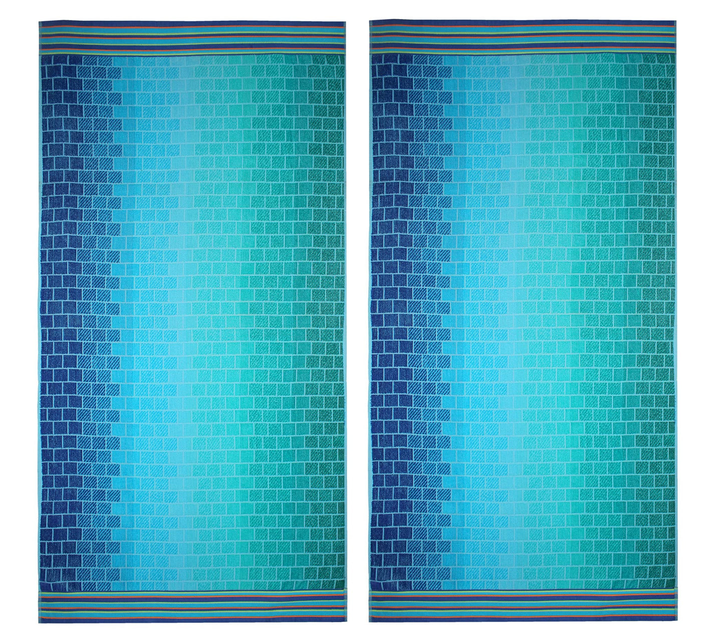 COTTON CRAFT Oversized XL Beach Towel 39 x 68-2 Pack - 100% Cotton Velour - Big & Huge - Pool Picnic Bath - Double Woven Jacquard Thick Plush Super