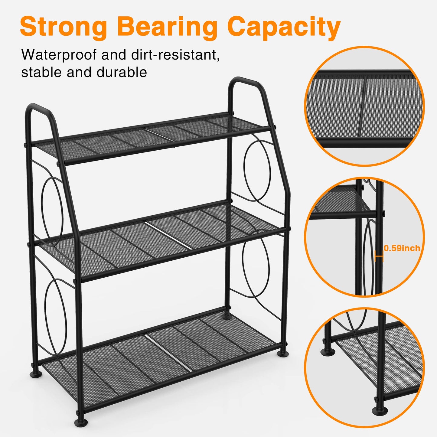 VyGrow Plant Stand, 3-Tier Plant Rack for Indoor and Outdoor Use, Heavy Duty Metal Plant Stand Holder Rack for Outdoor Living Room, Balcony and
