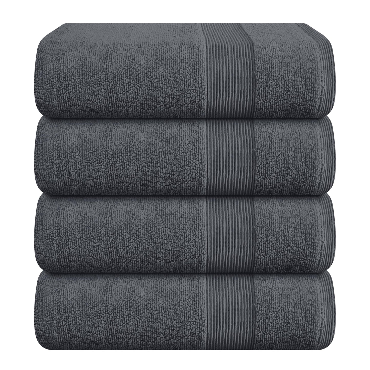 Elvana Home 4 Pack Bath Towel Set 27x54, 100% Ring Spun Cotton, Ultra Soft Highly Absorbent Machine Washable Hotel Spa Quality Bath Towels for