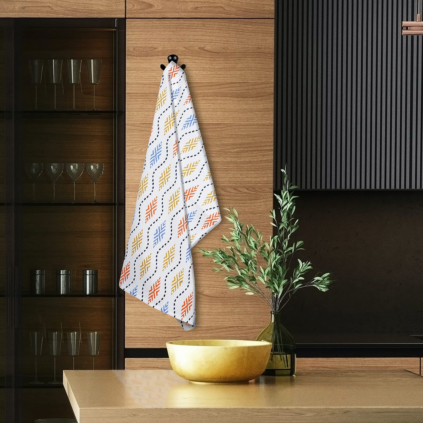 FINGERCRAFT Kitchen Dish Towels, 100% Natural Cotton, Set of 6 Multi-Purpose Kitchen Towels, Very Soft, Highly Absorbent