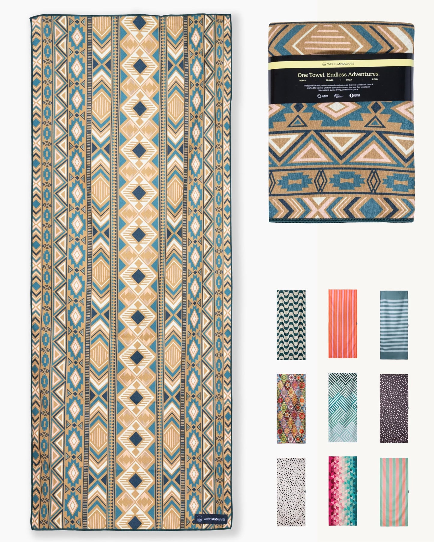 WOODSANDWAVES Microfibre Beach Towel - Quick-Drying, Lightweight, Compact - 180 cm x 80 cm - XL Bath Towel - Towel for Travel - Absorbent