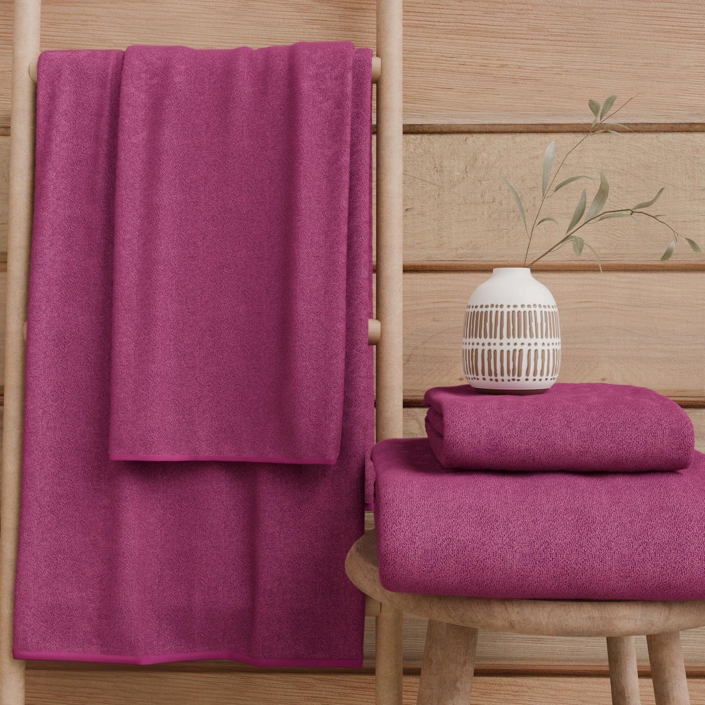 PETTI Artigiani Italiani - 100% Cotton Terry Bath Towels, 2+2 Towel Set, 4 Pieces 2 Face Towels and 2 Hand Towels, Fuchsia Towels