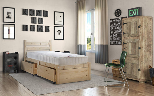 STRICTLY BEDS&BUNKS Somerset Pine Bed Frame With Storage 3ft Single