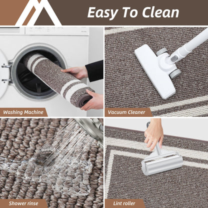 COSY HOMEER Kitchen Rugs 2 Pieces, 51x76cm+51x122cm, Absorbent and Stain-Resistant Kitchen Mats Non-Slip, Machine Washable Kitchen Runners Floor Mat