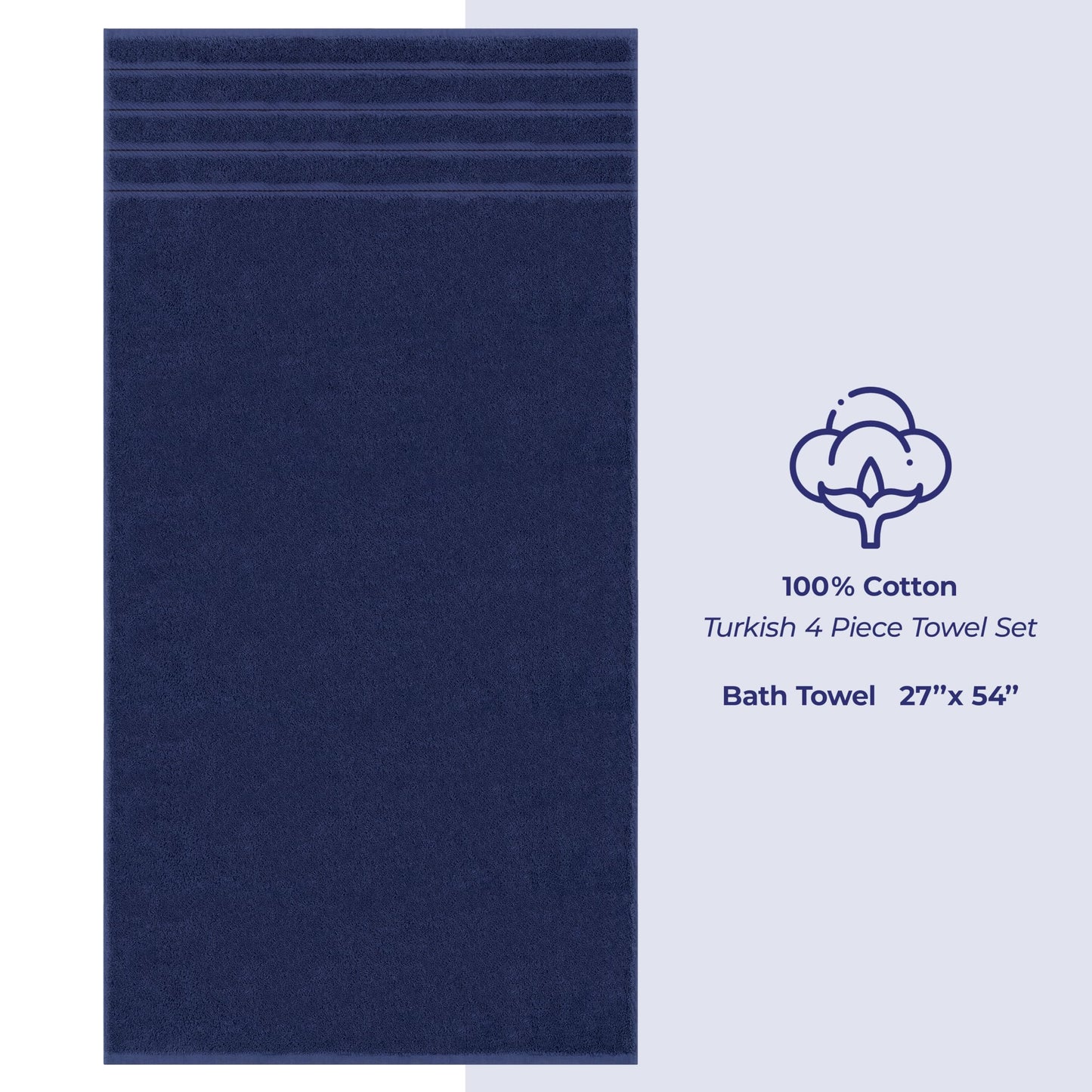 American Soft Linen Luxury 4 Piece Bath Towel Set, 100% Cotton Turkish Bath Towels for Bathroom, 27x54 in Extra Large Bathroom Shower Towels