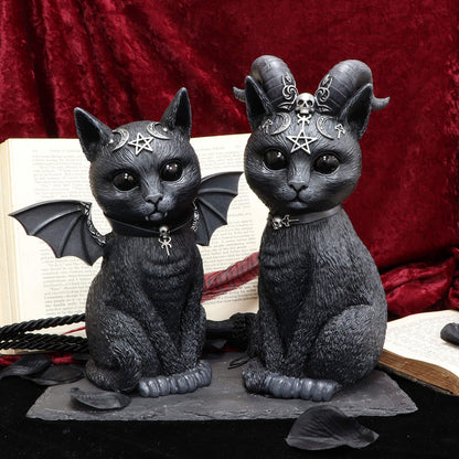 Nemesis Now Large Pawzuph Horned Occult Cat Figurine, Black, 26.5cm
