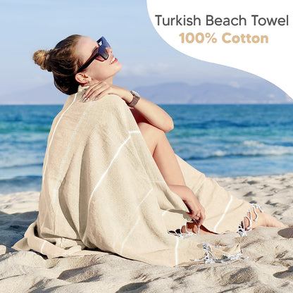 Utopia Towels 2 Pack Turkish Beach Towel 40 x 72 Inches - 100% Cotton Oversized Sand Free Lightweight Quick-Dry Turkish Towel