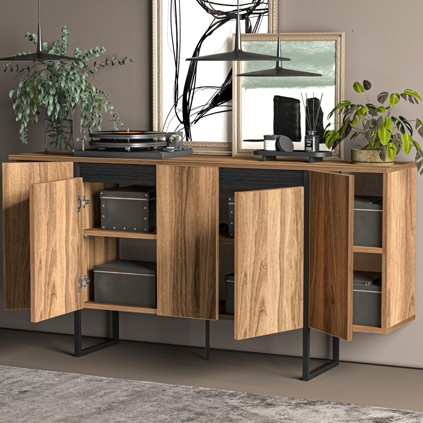 Uniqtrio TV Stand Cabinet | Walnut TV Unit and Console Cabinet | TV Cabinet | TV Stand Unit | TV Units for Living Room