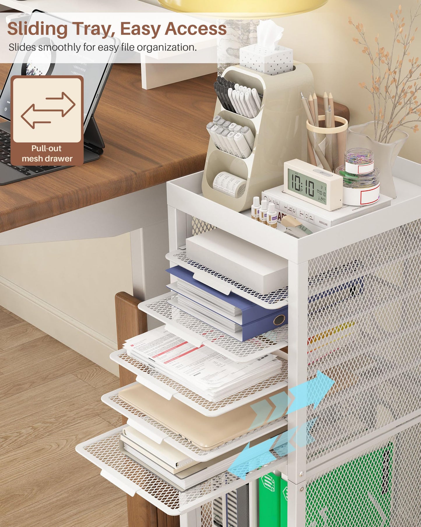Noskox Rolling File Cart,Mobile Bookshelf with Wheels