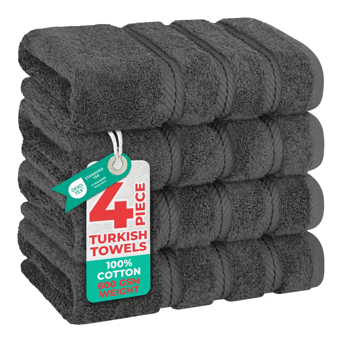 American Soft Linen Luxury Hand Towels for Bathroom, 100% Cotton Turkish 4 Piece Hand Towel Set, 600 GSM Hand Face Towels for Kitchen
