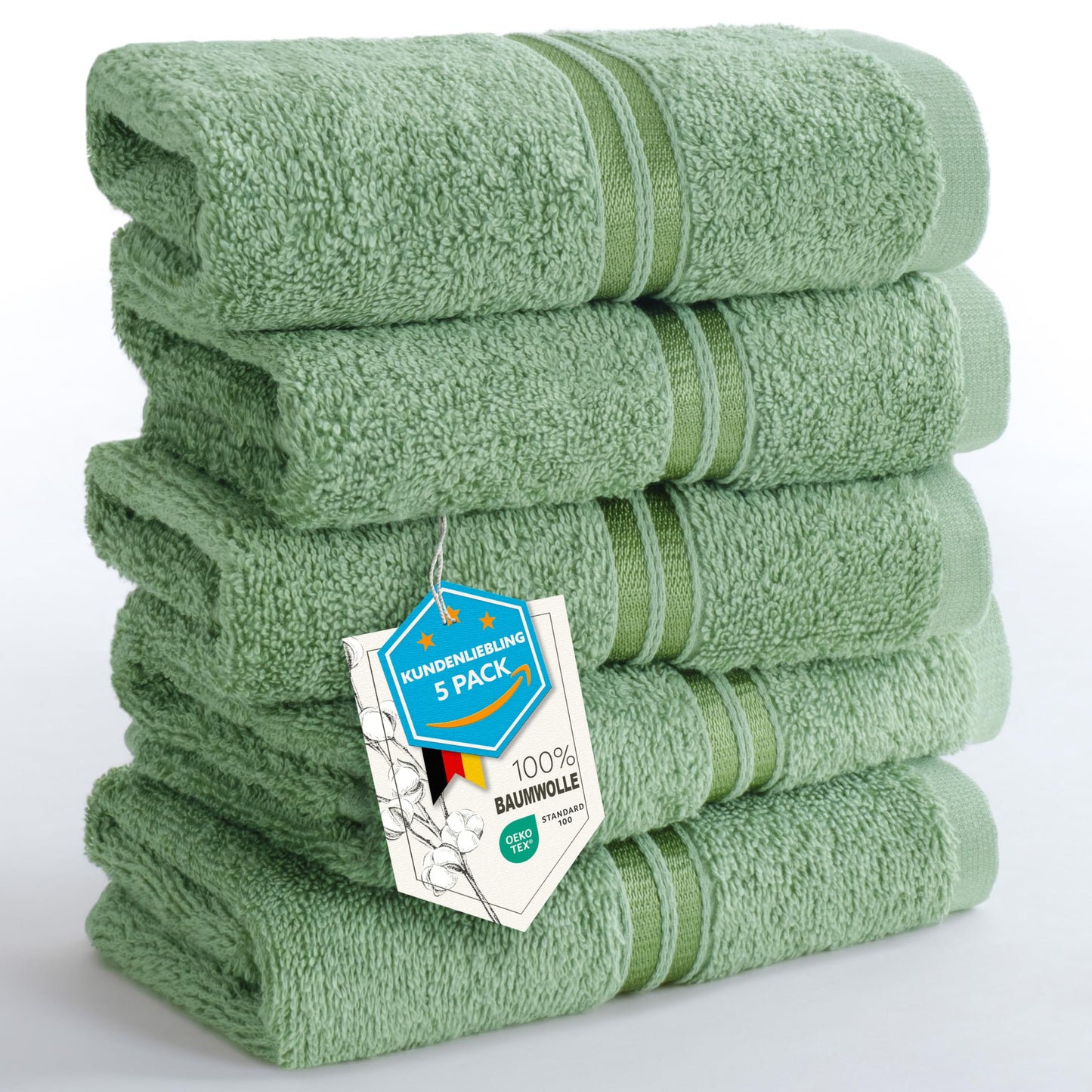 Hammetex Guest Towels Set of 5 30 x 50 cm 100% Cotton Terry Cloth