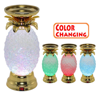 YAKii 9.5" Pineapple LED Color Changing Shine Candle Holder,Swirling Water Waves Lamp Kid Safe Battery/USB Cable Operated,Table Lamp Candle Holder