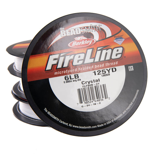 The Beadsmith Fireline by Berkley ? Micro-Fused Braided Thread ? 6lb. Test.006?/.15mm Diameter, 125 Yard Spool, Crystal Color ? Super Strong Stringing