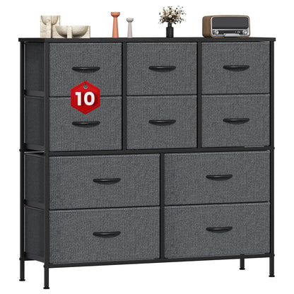 GoaHi Chest of Drawers, Large Dressers with Metal Frame and MDF Wooden Top Board, Adjustable Feet, Anti-Tip Safety