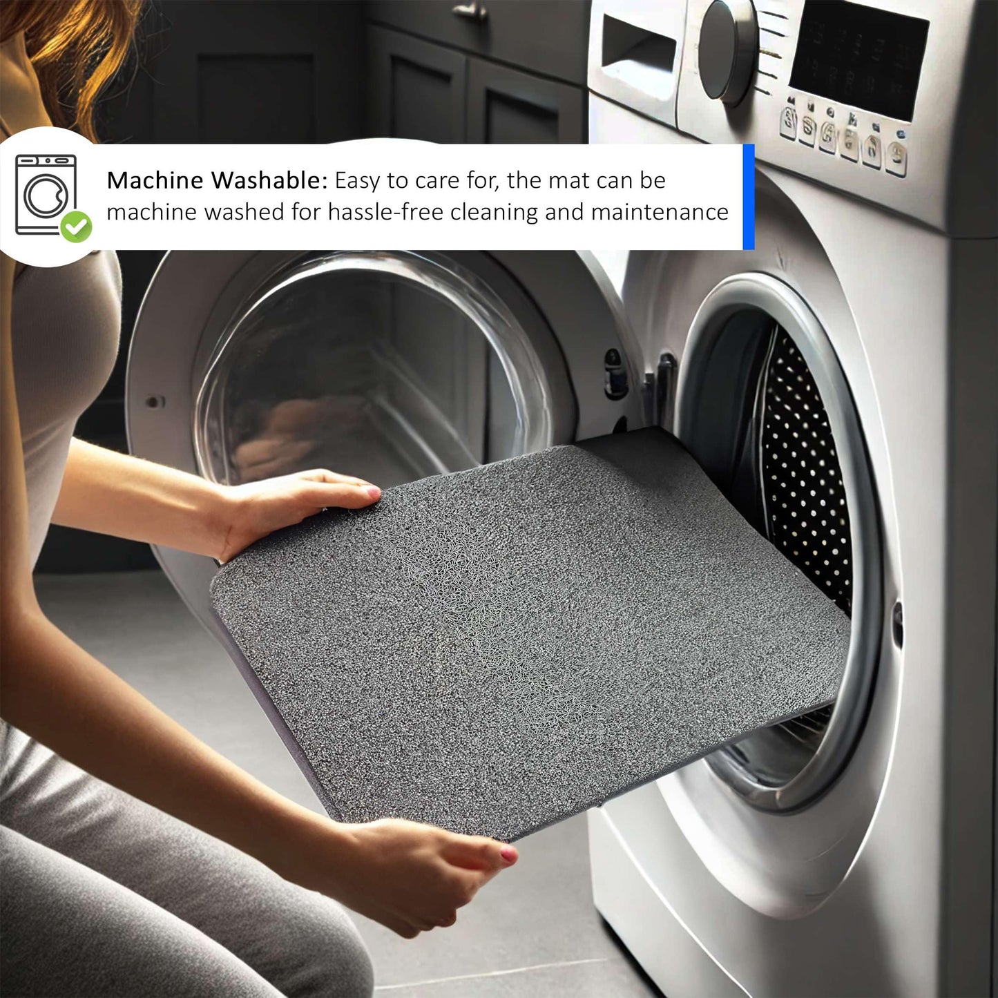 Loofah Shower Mat, Non Slip PVC Spaghetti Mat for Wet Area Inside Shower, Super Comfy Soft Matt, Quick Dry, Bacteria & Mould Resistant, Curved Edge