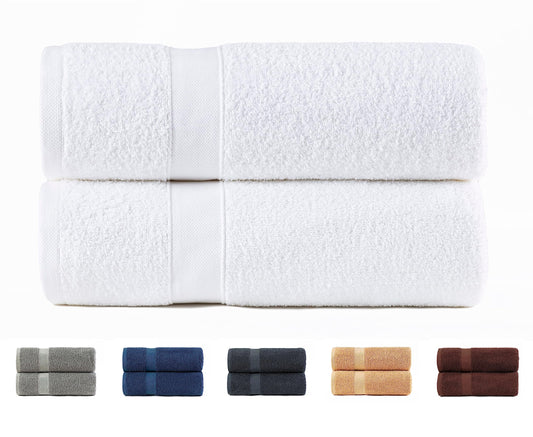 Todocama Set of 2 Shower Towels, 100% Cotton 550 gsm Extra Soft, Highly Absorbent and Quick Drying, 70 x 140 cm, White.