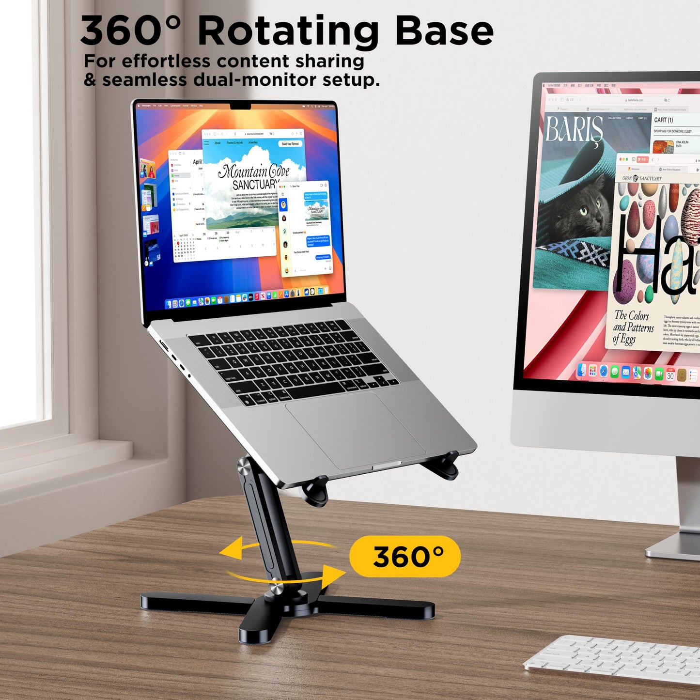 FoldWise X Premium Laptop Stand for Desk, 100% Aluminium with 360° Rotation
