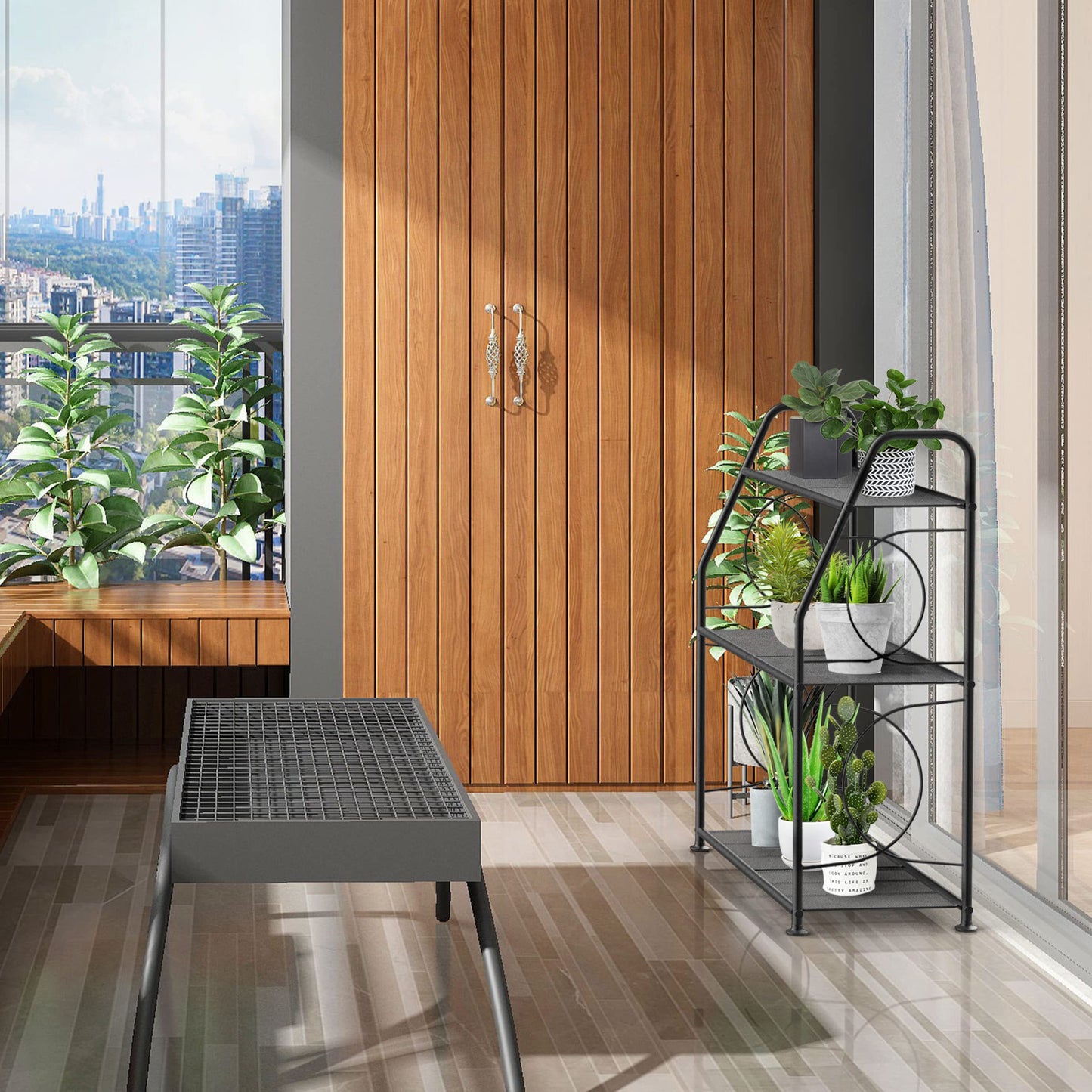 VyGrow Plant Stand, 3-Tier Plant Rack for Indoor and Outdoor Use, Heavy Duty Metal Plant Stand Holder Rack for Outdoor Living Room, Balcony and