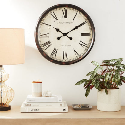 Fox and Simpson Extra Large 50cm / 20-Inch Grand Central Station Wall Clock in Black & Beige