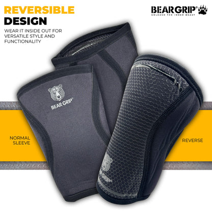 BEAR GRIP 7mm Knee Sleeves (Pair) for Weightlifting and Squats - S