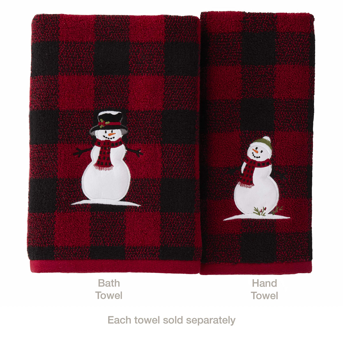 SKL Home Woodland Winter Snowman Bath Towel, Red