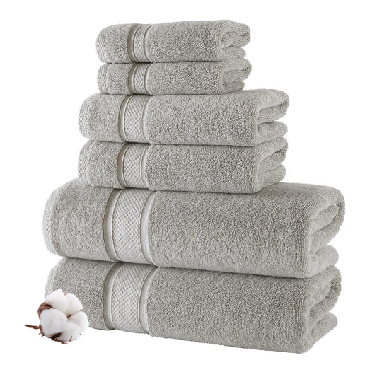 NOVA Luxury Linen - Hotel Quality Turkish Towel Set for Bathroom (6 Pcs Towel Set, Mirage Grey)