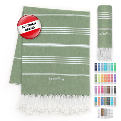 LeStoff Hammam Towel, Camping Towel, 100% Organic Cotton, 95x180 cm, Olive