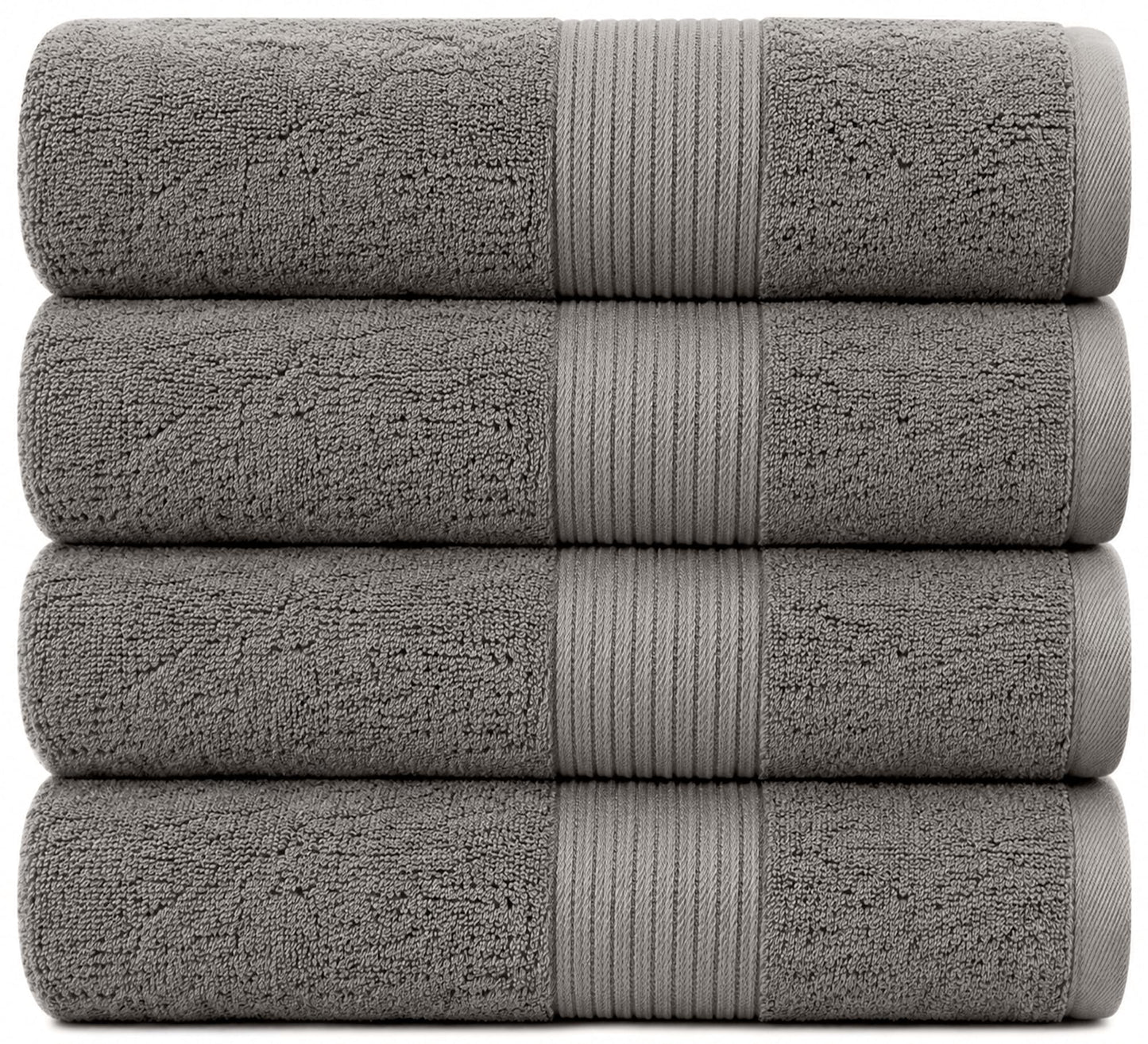 Bliss Luxury Combed Cotton Bath Towels - 34" x 56"/86 x 142 cm Extra Large Premium Quality Bath Sheet - 650 GSM - Soft, Absorbent (4 Pack, Grey)