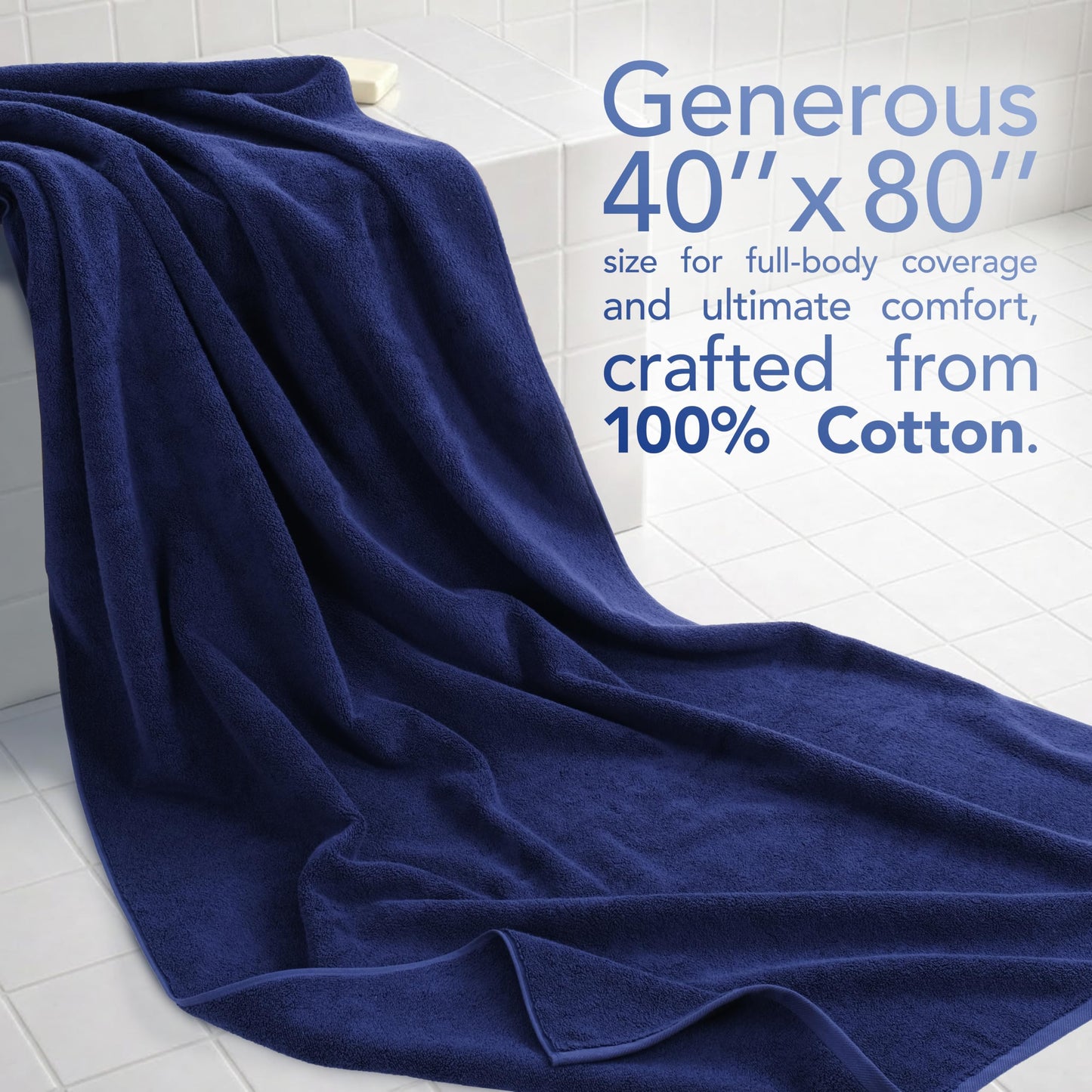 American Soft Linen Oversized Bath Sheet 40x80 Extra Large for Bathroom, 100% Cotton Turkish Jumbo Bathsheet Towels for Adults, Navy Blue Bath Sheet