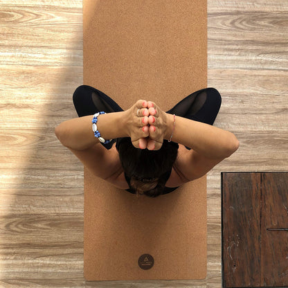 Yoga mat made of cork and rubber, 5 mm thickness, environmentally friendly and non-slip materials, included durable yoga bag made of canvas