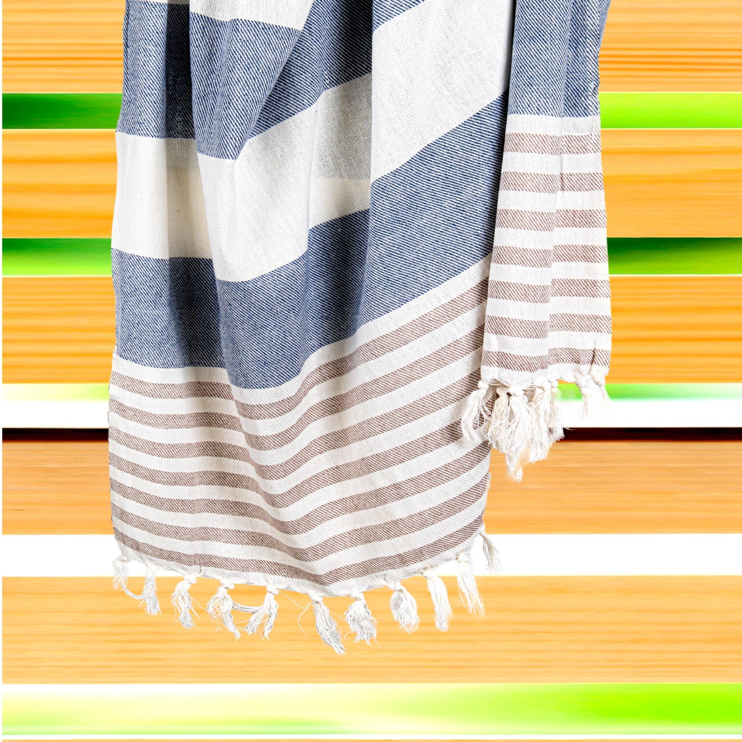Ruggeri Fouta Beach Towel 100% Cotton, 170x170 cm, Blue