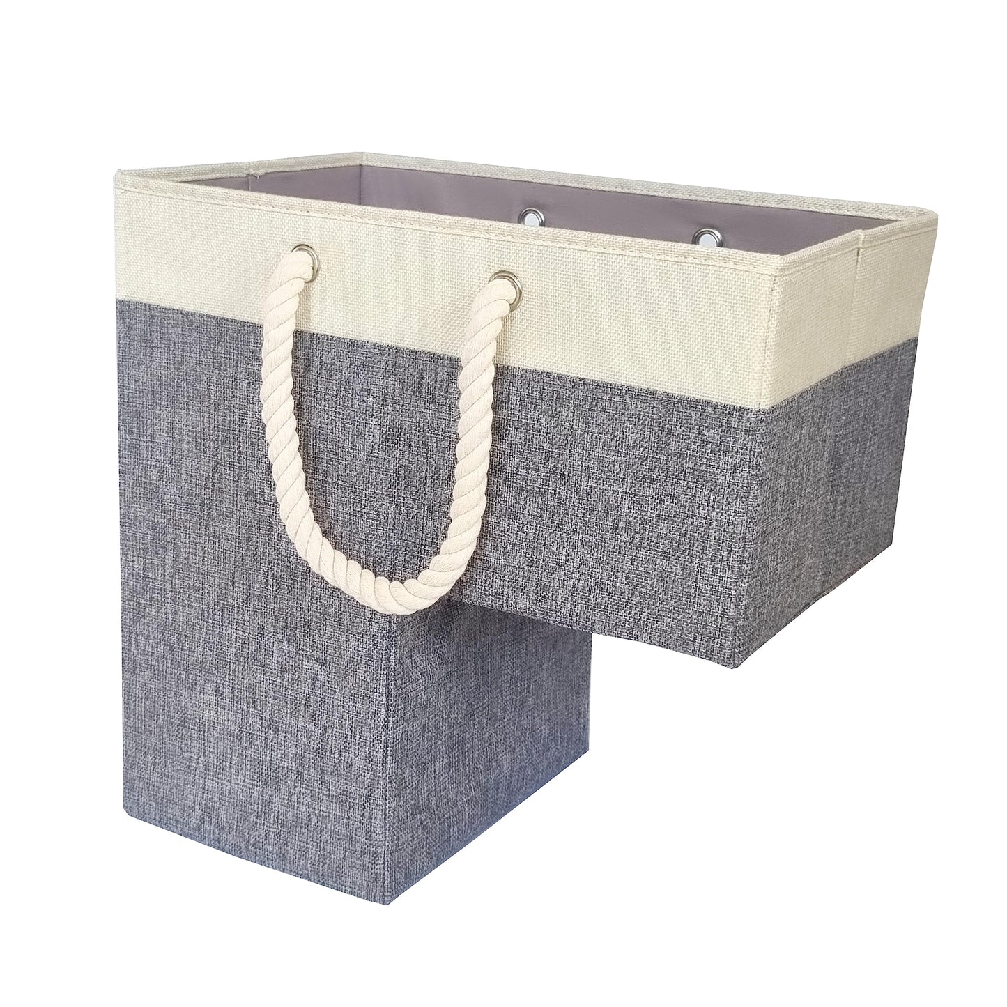 tullcan Tulcan Foldable Stair Basket Organiser. Large Stair Tidy Basket Storage with Lightweight, Collapsible Design (Grey and white)