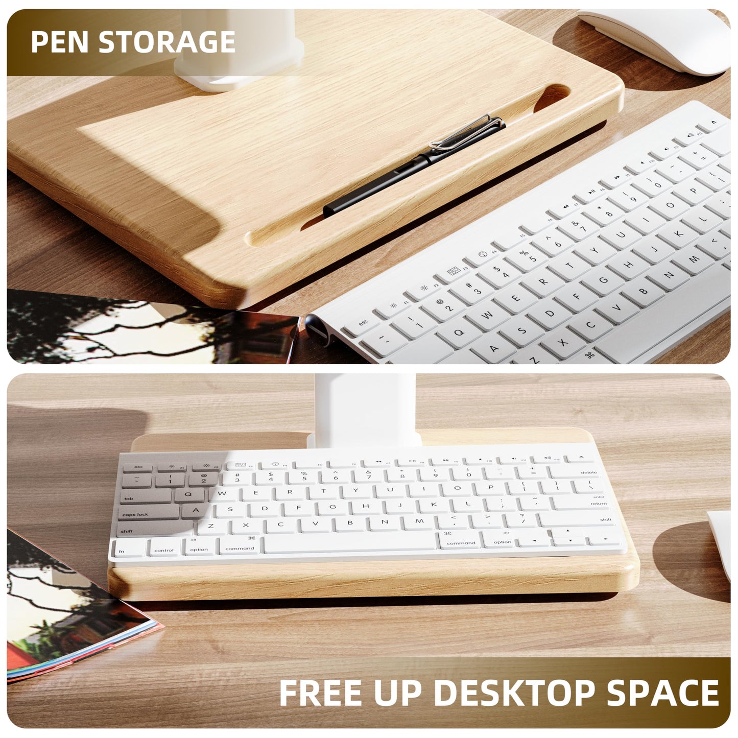 Fydeamer Wooden Monitor Stand with Storage Drawer