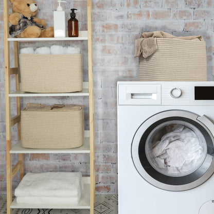 XUANGUO Rope storage Basket Bins Woven Basket for Organizing Shelves Rectangle Decorative Baskets For storage Clothes Toys Books Towels Square Wicker